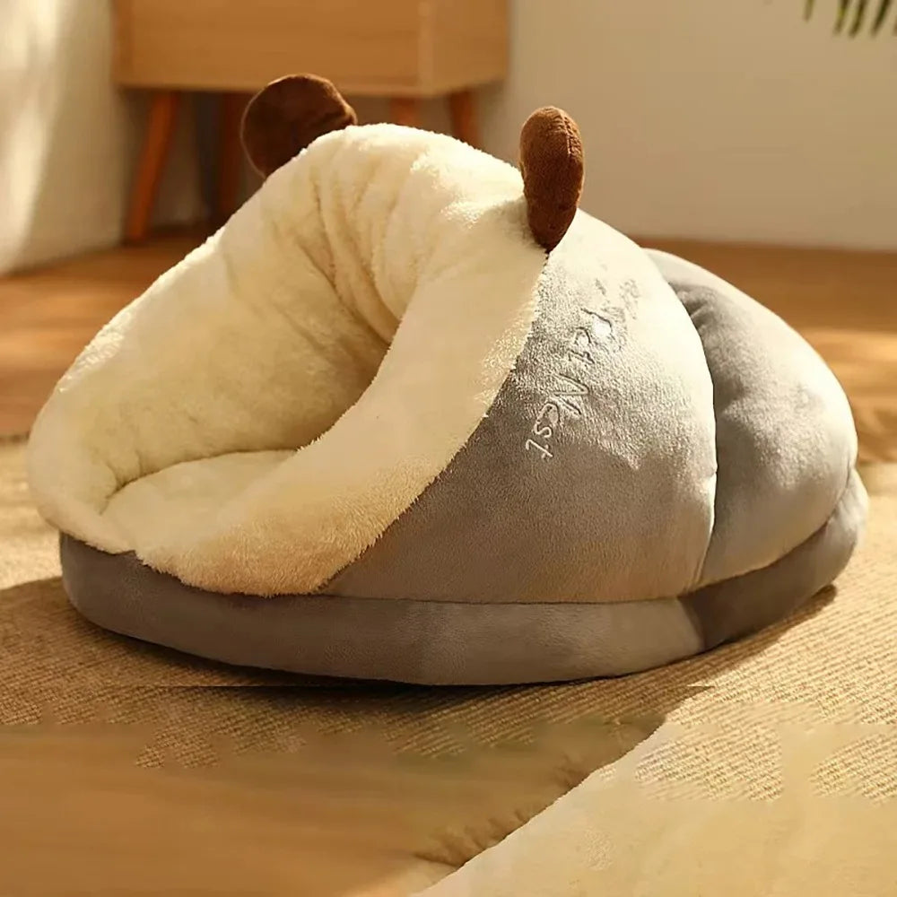 Warm Small Dog Kennel Bed Breathable Slipper Shaped Pet House Foldable Washable Cat Sleep Bag