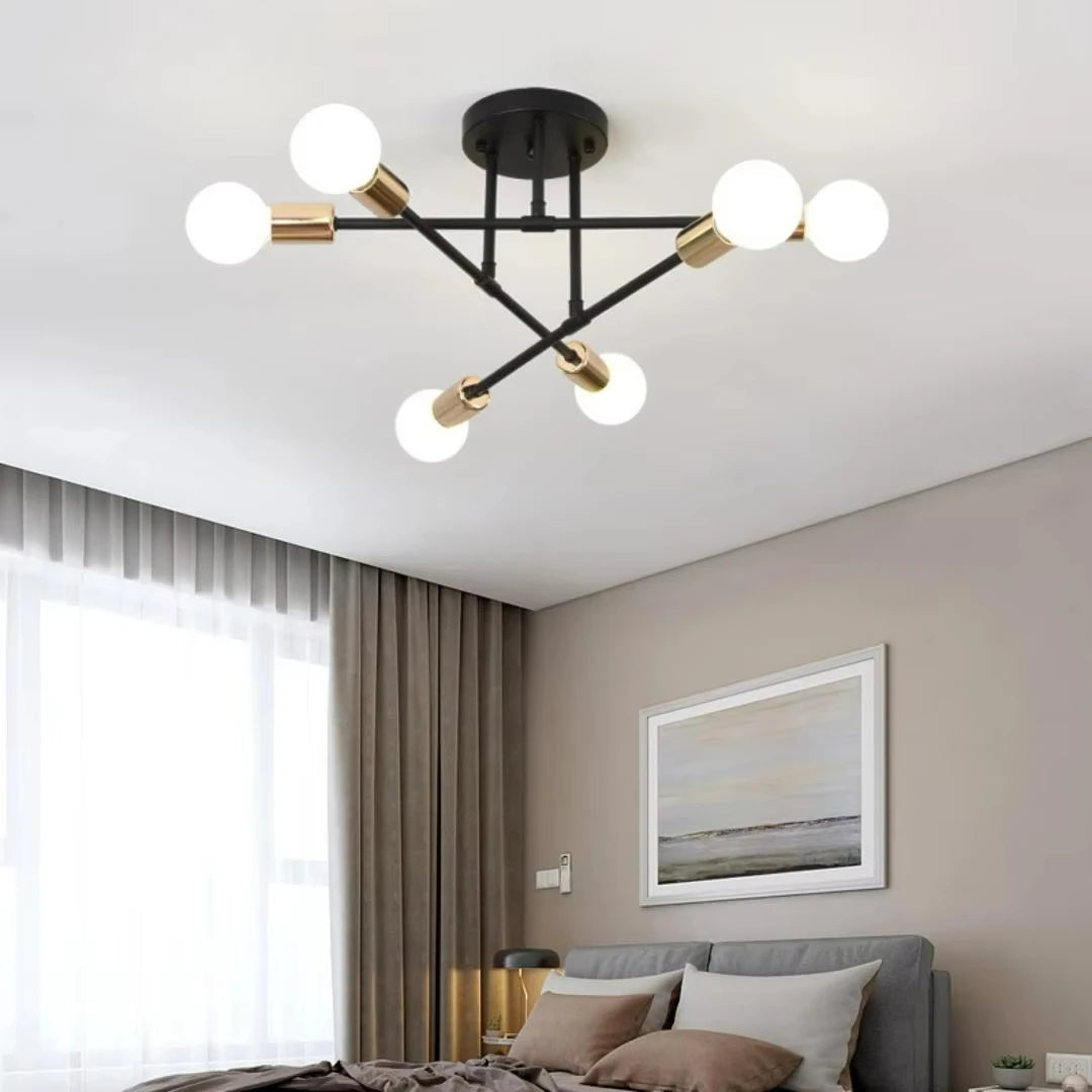 Nordic Minimalist LED Pendant Light Chandelier for Bedrooms and Living Rooms Black and Gold Lighting Fixture