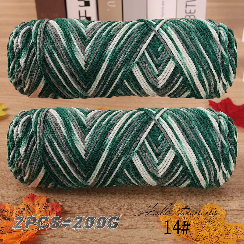 2 PCs Colorful 5-Strand Dyed Milk Cotton Baby Yarn DIY Scarf