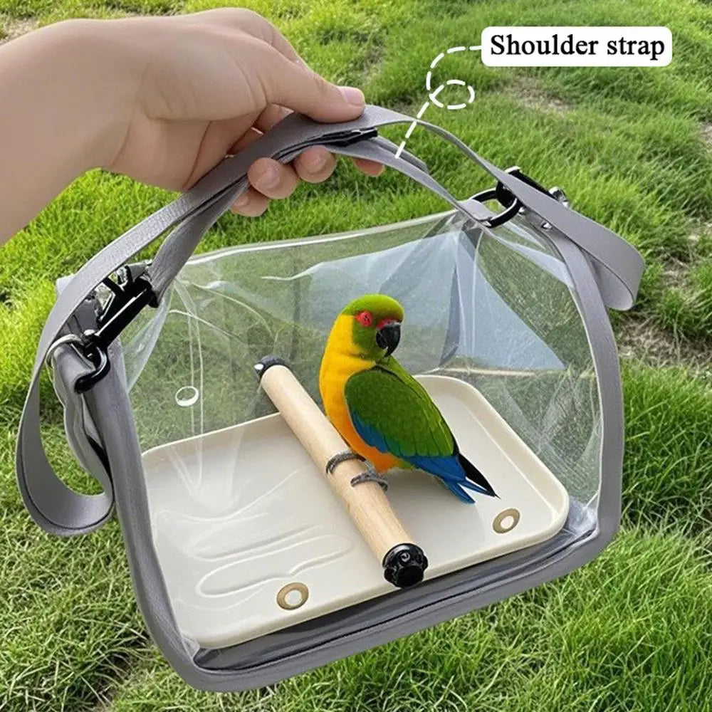 Breathable Foldable Parrot Carrier Bag With Stand And Tray Travel Bag Clear Bird Parrot Transport Cage Outdoor Bird Carrier