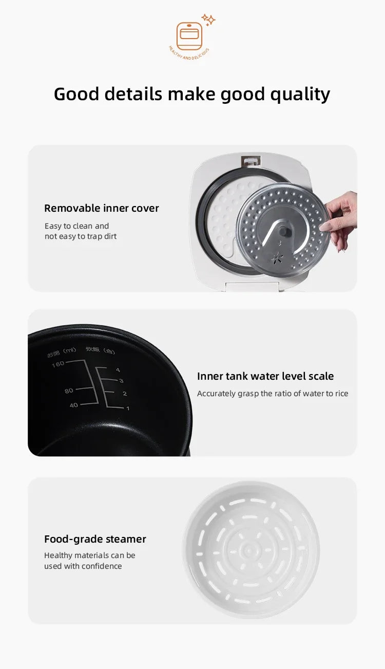 MultiCooker Electric Rice Cooker – Versatile 2L Non-Stick Cooking Machine