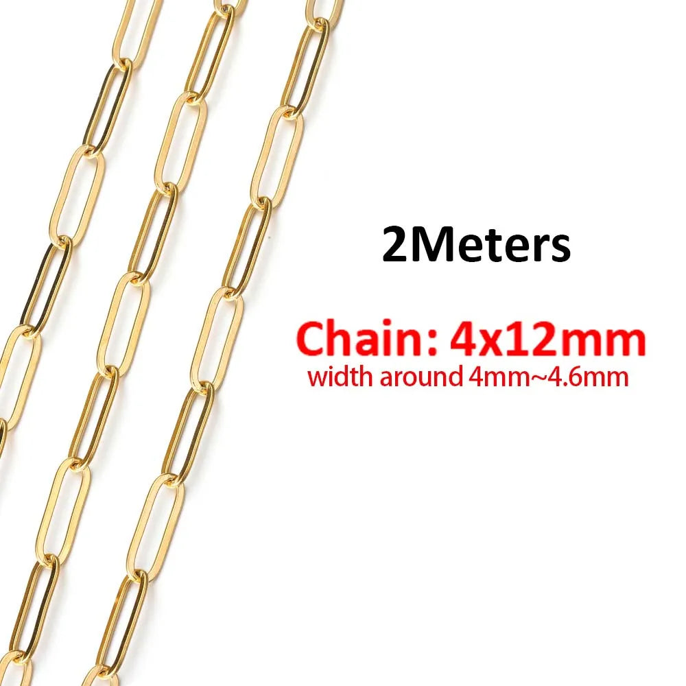 2 Meters/1 Meter High Quality Gold Color Stainless Steel Chain for DIY Jewelry Making