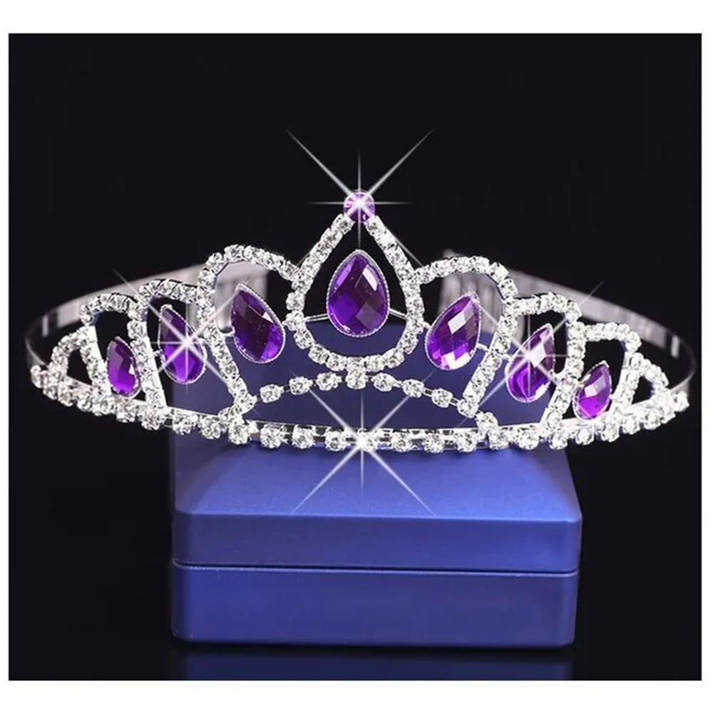 Baroque Ladies Party Hair Jewelry Bridal Wedding Tiara Red Love Crystal Crown