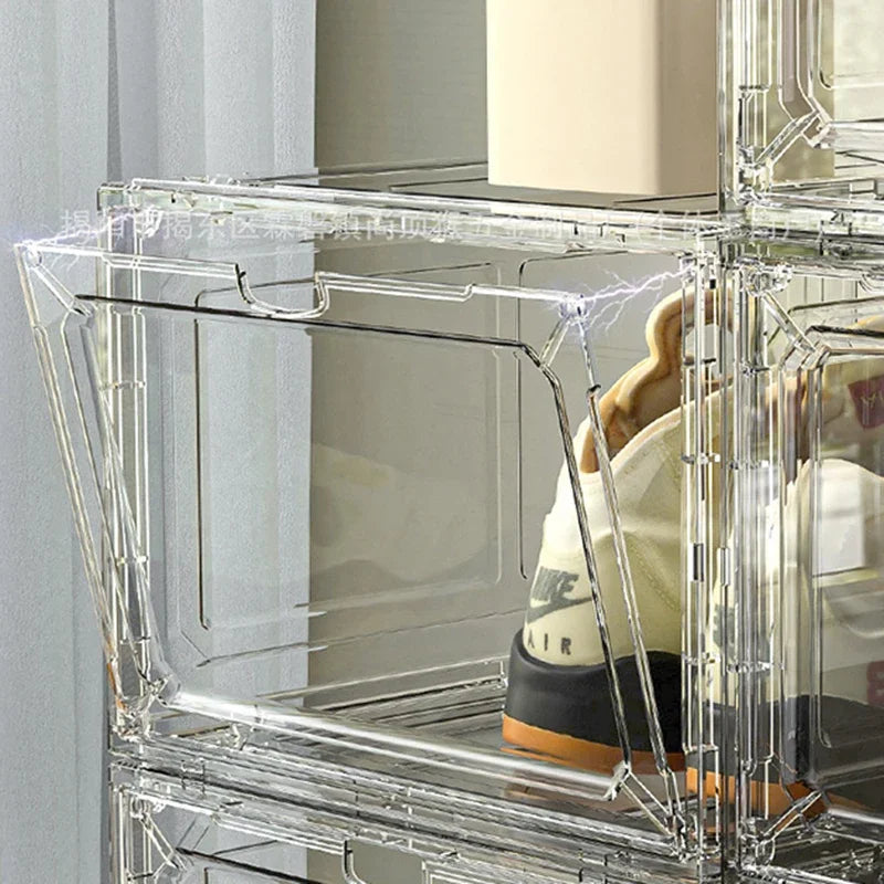 Transparent Shoe Box Magnetic Suction Door Dustproof Storage Box