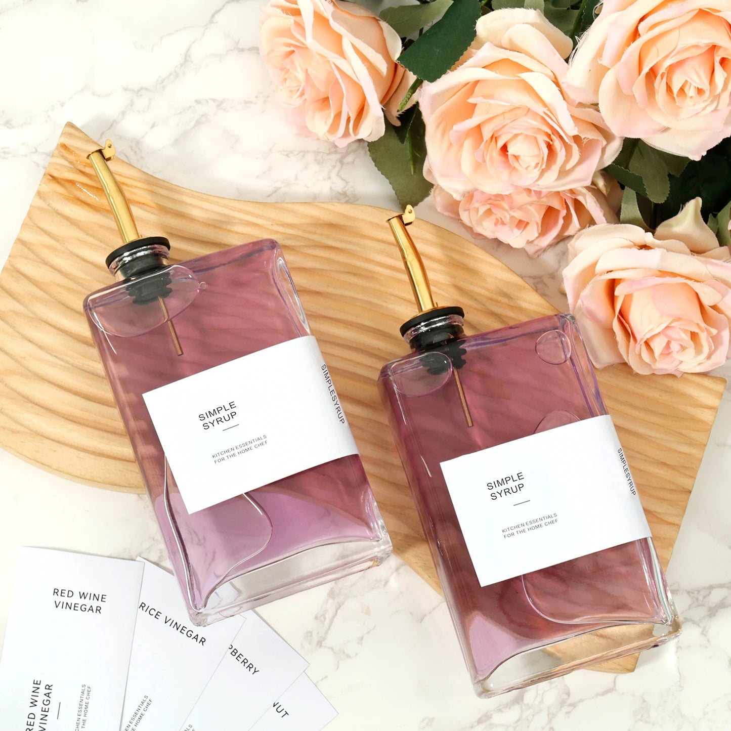 Glass Olive Oil and Vinegar Dispenser Bottle 350ml with Sort Sticker Stylish Kitchen Gadget