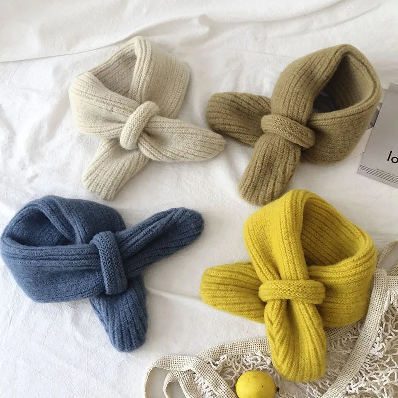 Simple Fashion Baby Scarf Candy Color Woolen Knitted Scarves for Kids Winter Warm Neckerchief