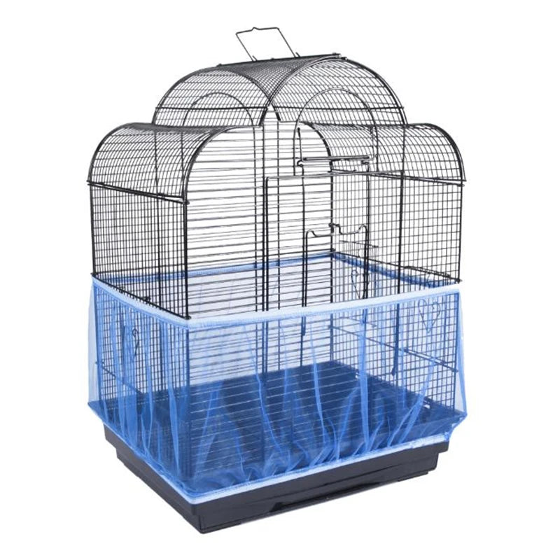 Easy Cleaning Bird Cage Covers Mesh Seed Catcher Guard Bird Cage Net Shell Skirt Dust-proof Airy Mesh Parrot Cage Cover 2 Sizes