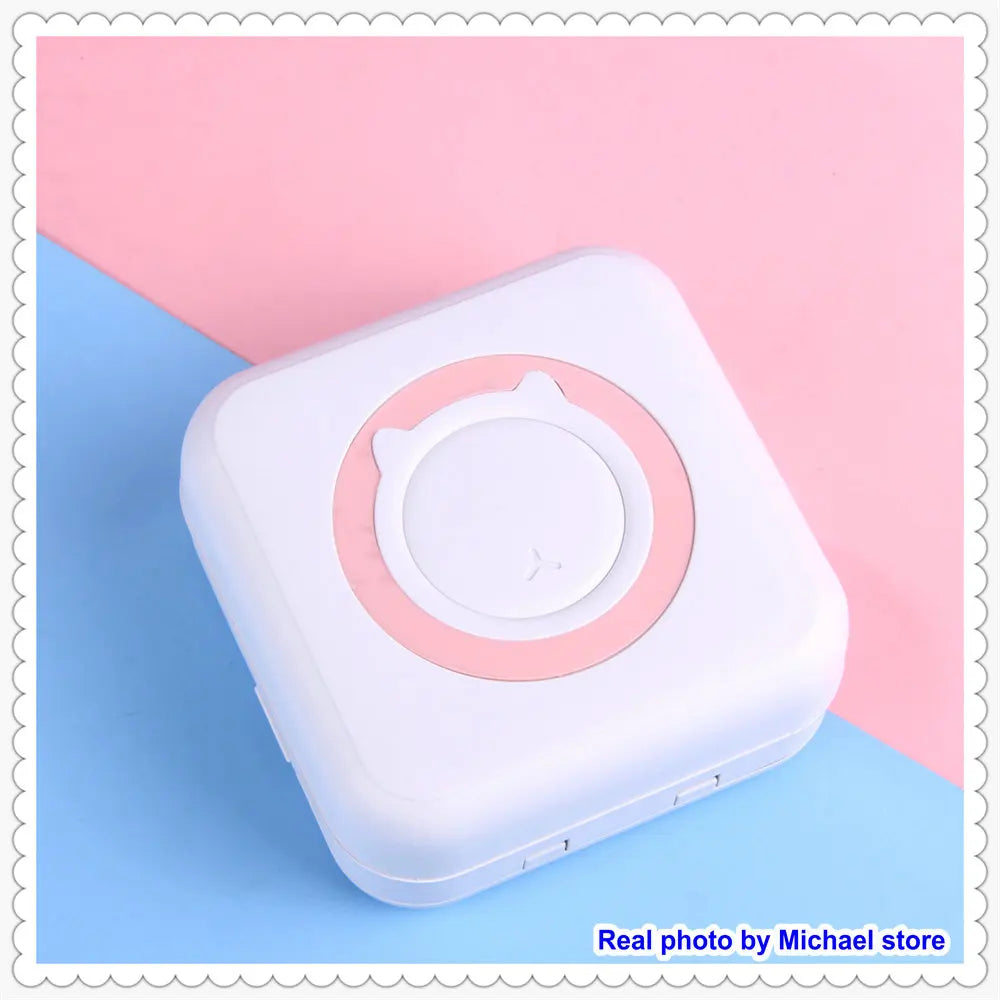 Portable Mini Thermal Printer Wirelessly BT 203dpi Photo Label Memo Printing with USB Cable