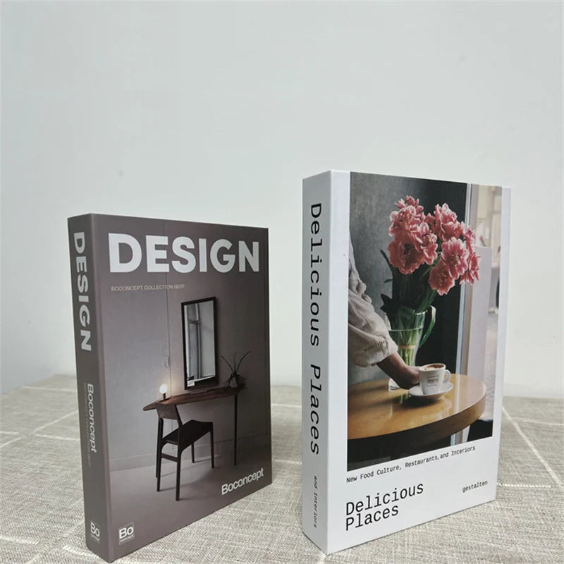 2 Piece Luxury Fake Book Decoration Set for Home and Cafe Decor Vintage Style Ornaments for Study and Club