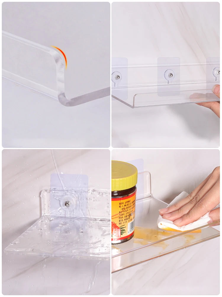 Invisible Acrylic Floating Wall Ledge Shelf for Kids Bookshelves and Bathroom Storage