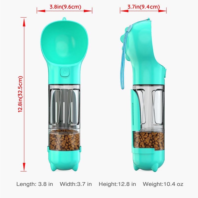 3 In 1 Portable Pet Dog Water Bottle Food Feeder Dispenser