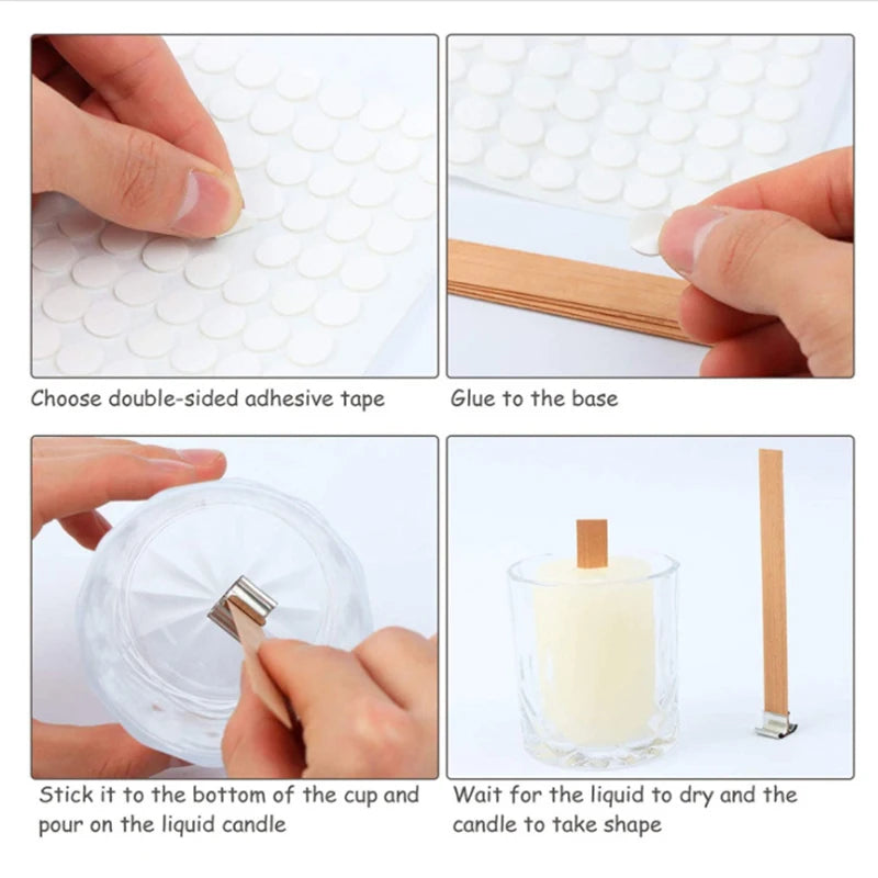 30/50pcs Wooden Candle Wick Set With Clip Base For DIY Candles