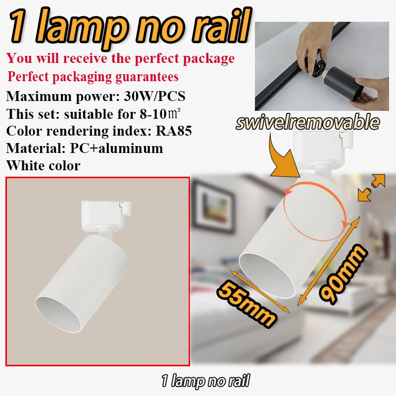 Dimmable GU10 Track Light Set Smart Home Spotlights Adjustable Ceiling Rail Lighting for Kitchen and Living Room