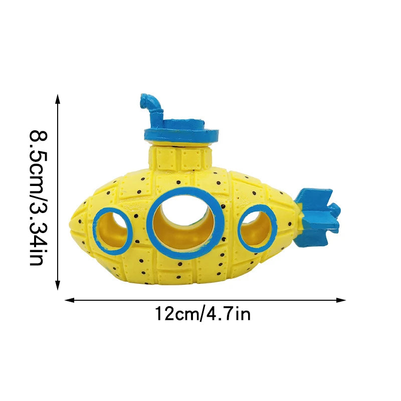 1PC Aquarium Decoration Resin Submarine Ornament Fish Tank Scenic Decoration Shrimp Hideout Submarine Theme Aquarium Decorations