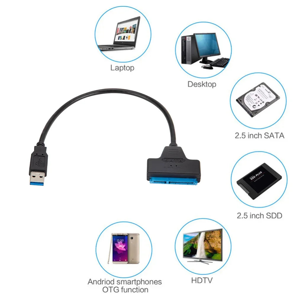 USB 3.0 2.0 SATA Adapter Up To 6 Gbps For 2.5 Inch HDD SSD