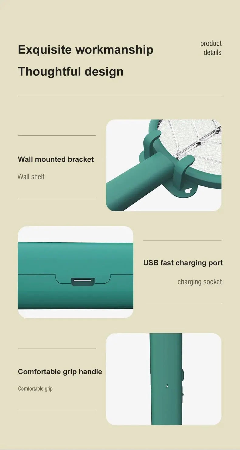 1pc Electric Mosquito Killer Swatter USB Rechargeable Safe Trap