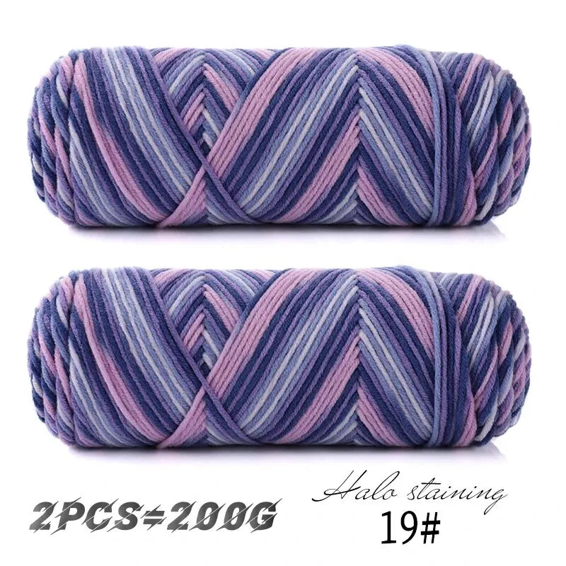 2 PCs Colorful 5-Strand Dyed Milk Cotton Baby Yarn DIY Scarf