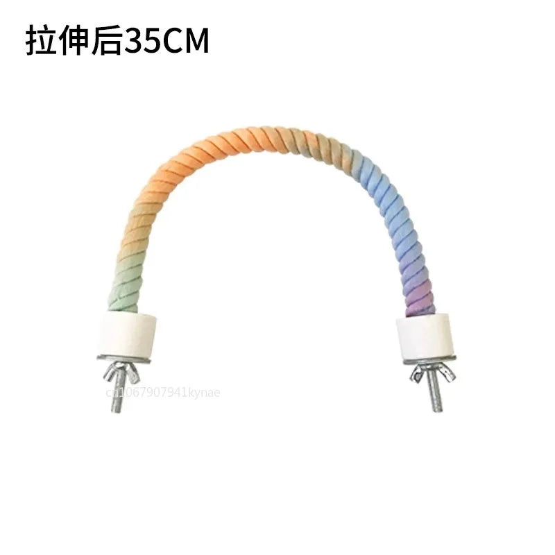 Colorful Parrot Cotton Rope Hanging Braided Budgie Bird Cage Cockatiel Toy Pet Stand Accessories Ladder Swing Supplies