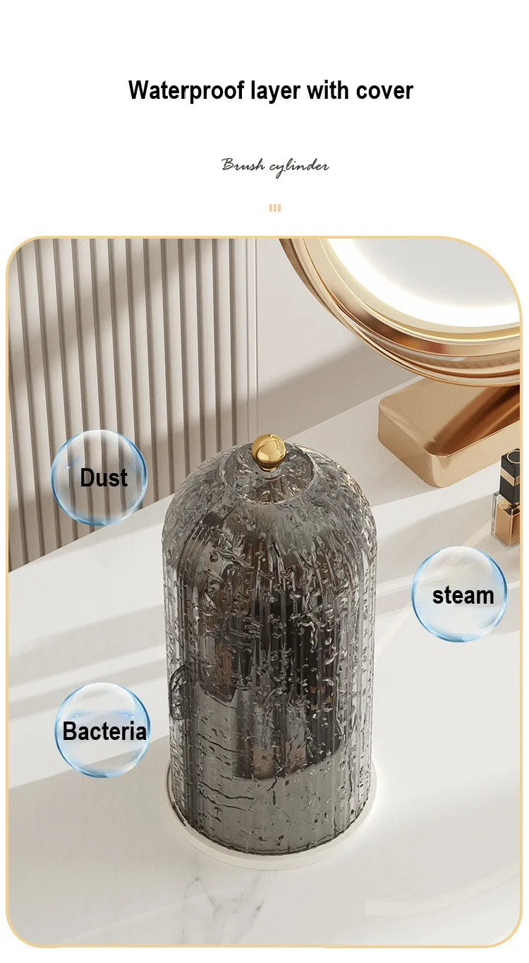 360 Degree Rotating Makeup Brush Holder With Lid Luxury Organizer