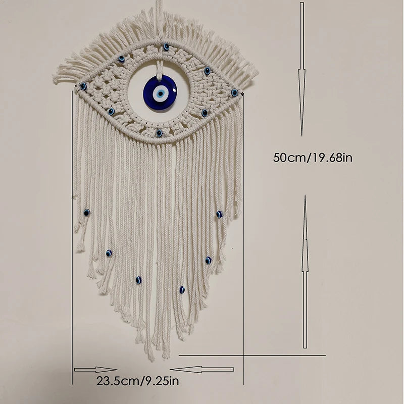 Macrame Wall Hanging Handmade Turkish Evil Eye Pendant Tapestry Nazar Decoration for Living Room Home Decor Gift