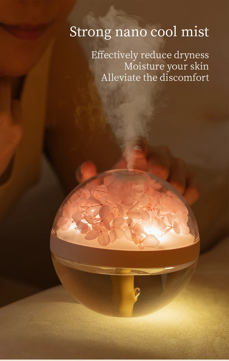 270ML USB Rechargeable Air Humidifier with LED Light and 800mAh Battery for Home Hydration and Relaxation