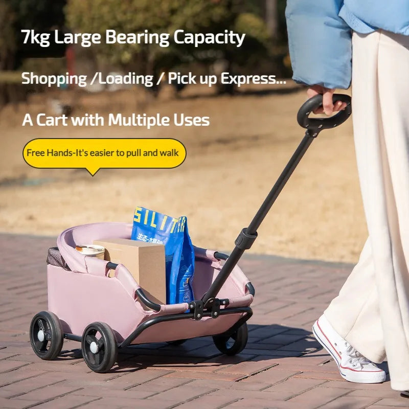 Pet Stroller Portable Dog Pram 4 Wheels Pet Travel Carrier Stroller with Sun Cover Breathable for Small Medium Pet Cats Dogs