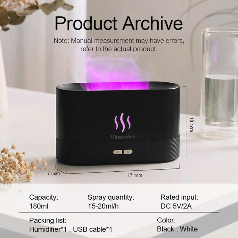 KINSCOTER Aroma Diffuser Air Humidifier Ultrasonic Cool Mist Maker Flame Lamp