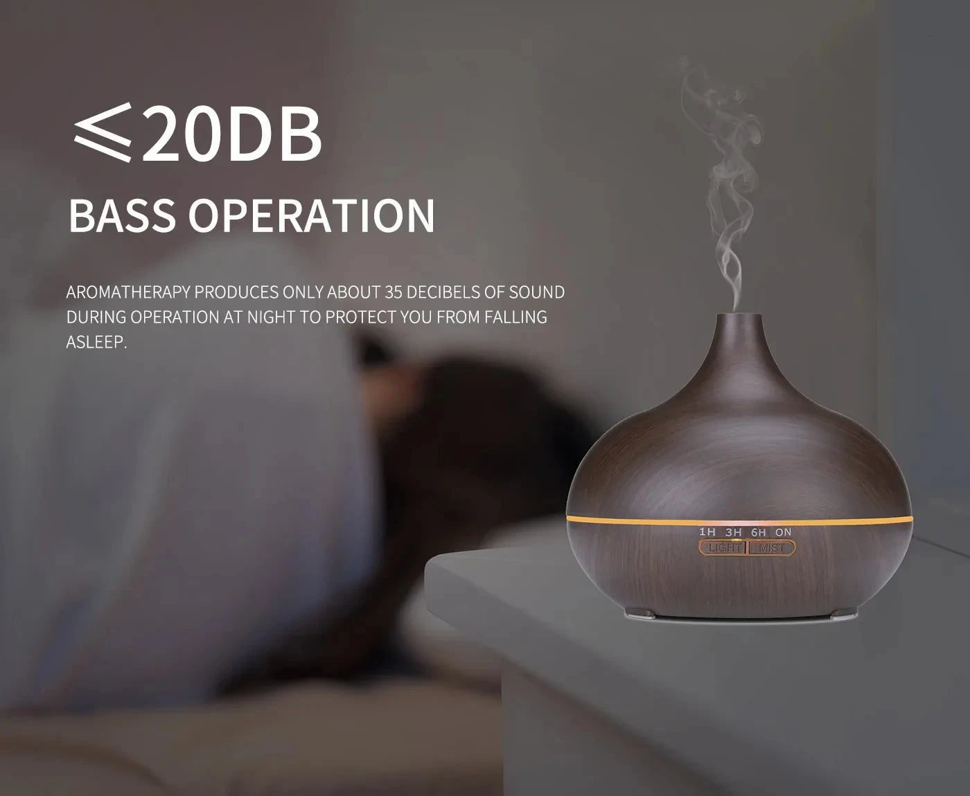 Air Humidifier Aromatherapy Essential Oil Diffuser 500ml Wood Grain Ultrasonic Remote Control 7 Color Lights