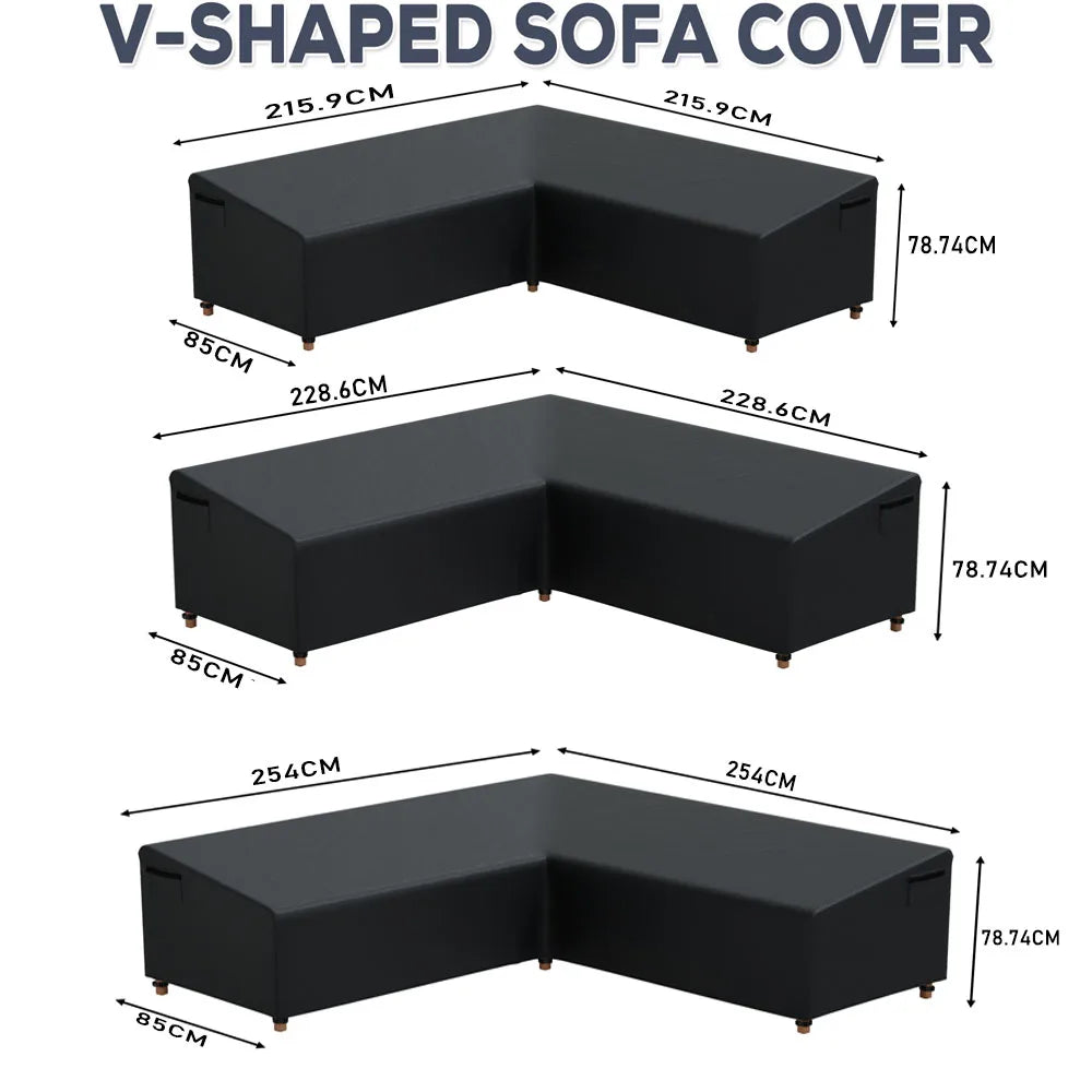 420D Waterproof Outdoor V-Shaped Heavy-Duty Sofa Cover for Sectional Lawn and Patio Furniture
