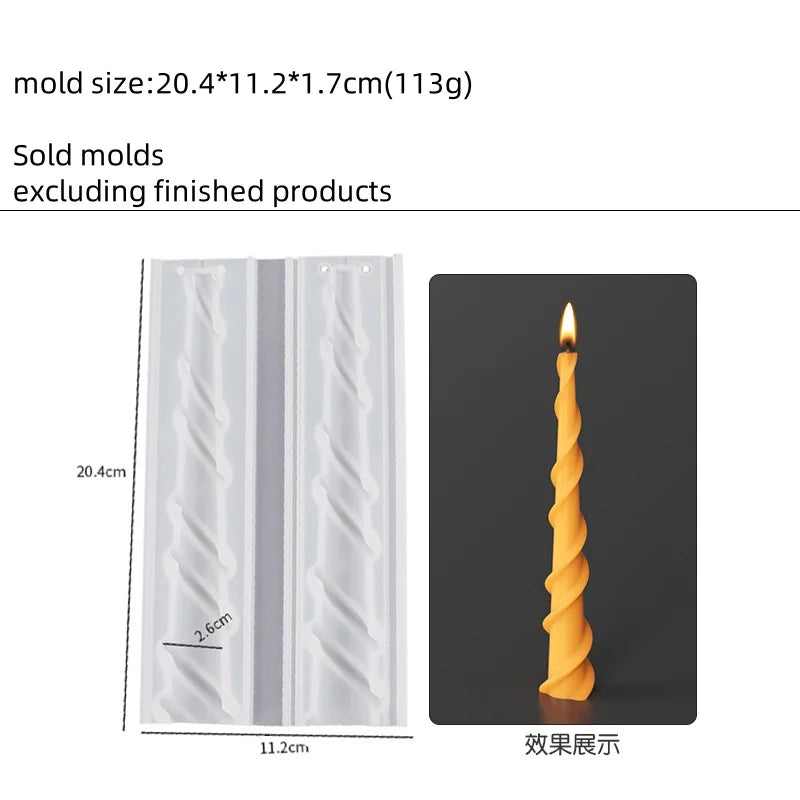 Geometric Spiral Candle Silicone Mold for DIY Twisted Rods