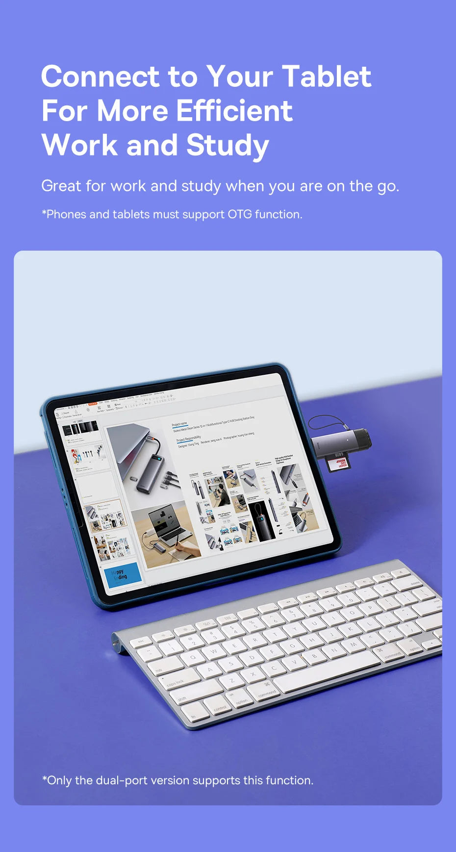 Lector de tarjetas Baseus USB C y USB 3.0 a SD Micro SD TF Dispositivo de tarjeta de memoria 104 MB/s 2 TB Lector de tarjetas inteligentes para accesorios para computadora portátil