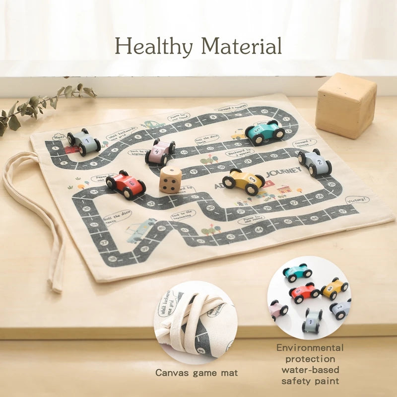 Children's Montessori Traffic Toy Wooden Car Game with Baby City Road Map 35x31 CM Educational Gift for Kids