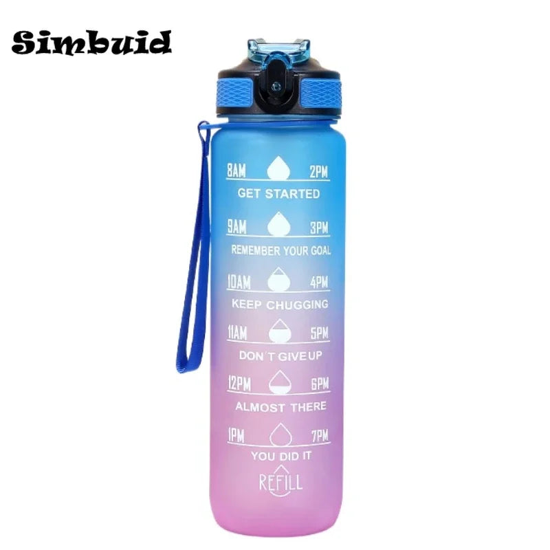 600ML Sports Water Bottle with Time Marker Leak-proof Fitness Cup