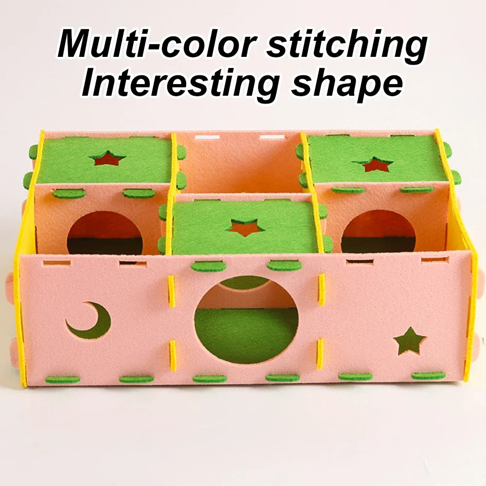 1PC Removable Felt Maze Hide Nest Toy Hamster Tunnel House for Small Animal Sugar Glider Hamster Golden Bear Indoor Pet Supplies