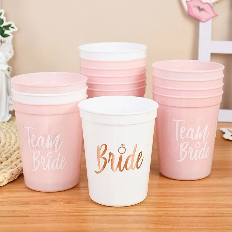 Bachelorette Party Team Bride Plastic Drinking Cups Set for Bridal Shower and Hen Party Supplies