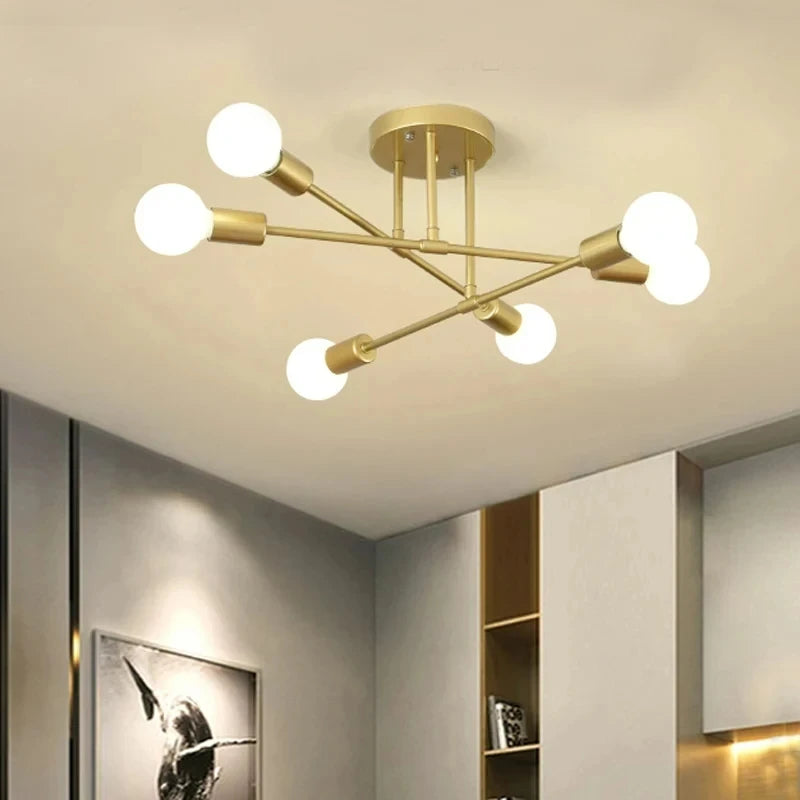 Nordic Minimalist LED Pendant Light Chandelier for Bedrooms and Living Rooms Black and Gold Lighting Fixture