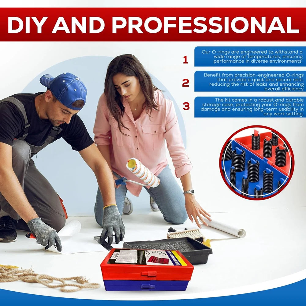 419PCS Universal O-Ring Assortment Set with 32 Sizes Nitrile Rubber Seals for Plumbing Automotive and Faucet Repairs