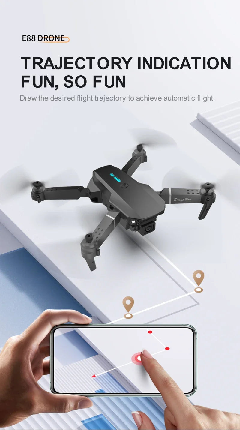 Professional Mini Remote Control Drone E88 4K HD Camera Wifi FPV Folding Quadcopter Gift for Kids
