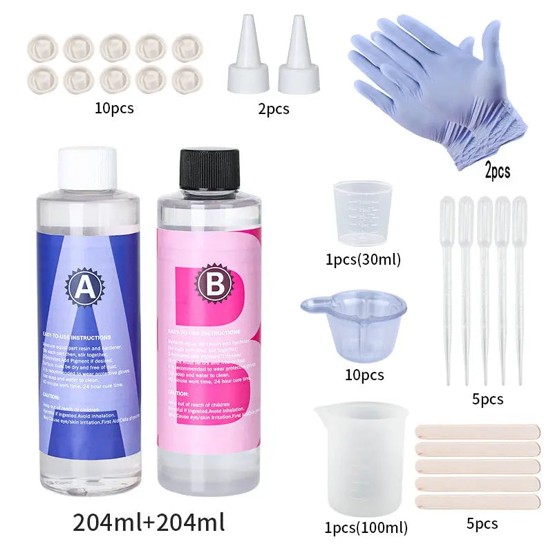 1 to 1 Crystal Clear Epoxy Resin Kit for Coating and Casting High Gloss Bubbles Free Art Supplies for DIY Jewelry and Crafts