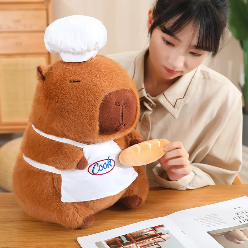 Chef Capybara Plush Doll Cute Capibara Soft Stuffed Animal