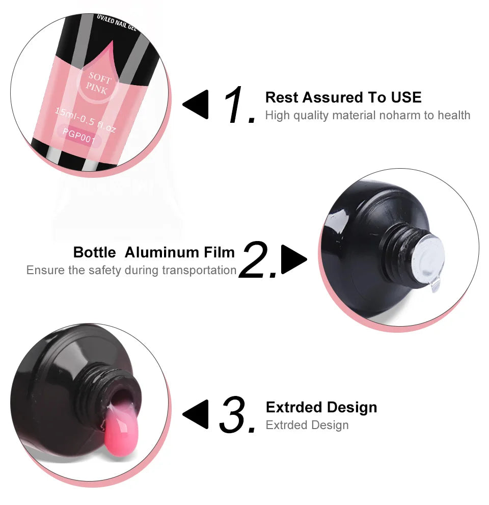 LIMEGIRL 15ml Nail Extension Gel Set with UV LED Light