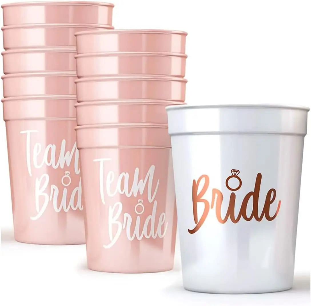 Bachelorette Party Team Bride Plastic Drinking Cups Set for Bridal Shower and Hen Party Supplies