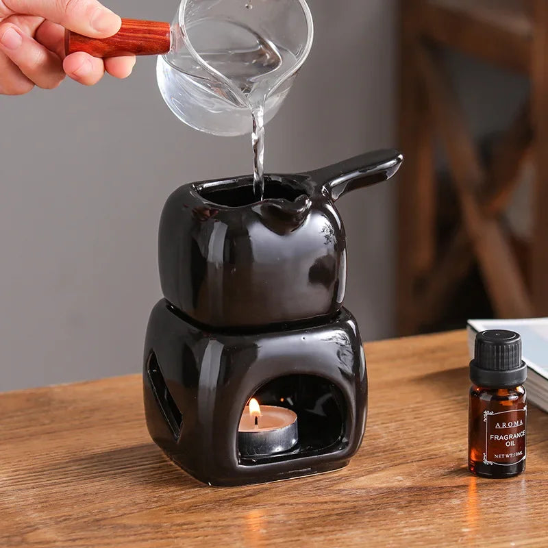 2 in 1 Ceramics Spa Essential Oil Massage Heater Black Square Warmer
