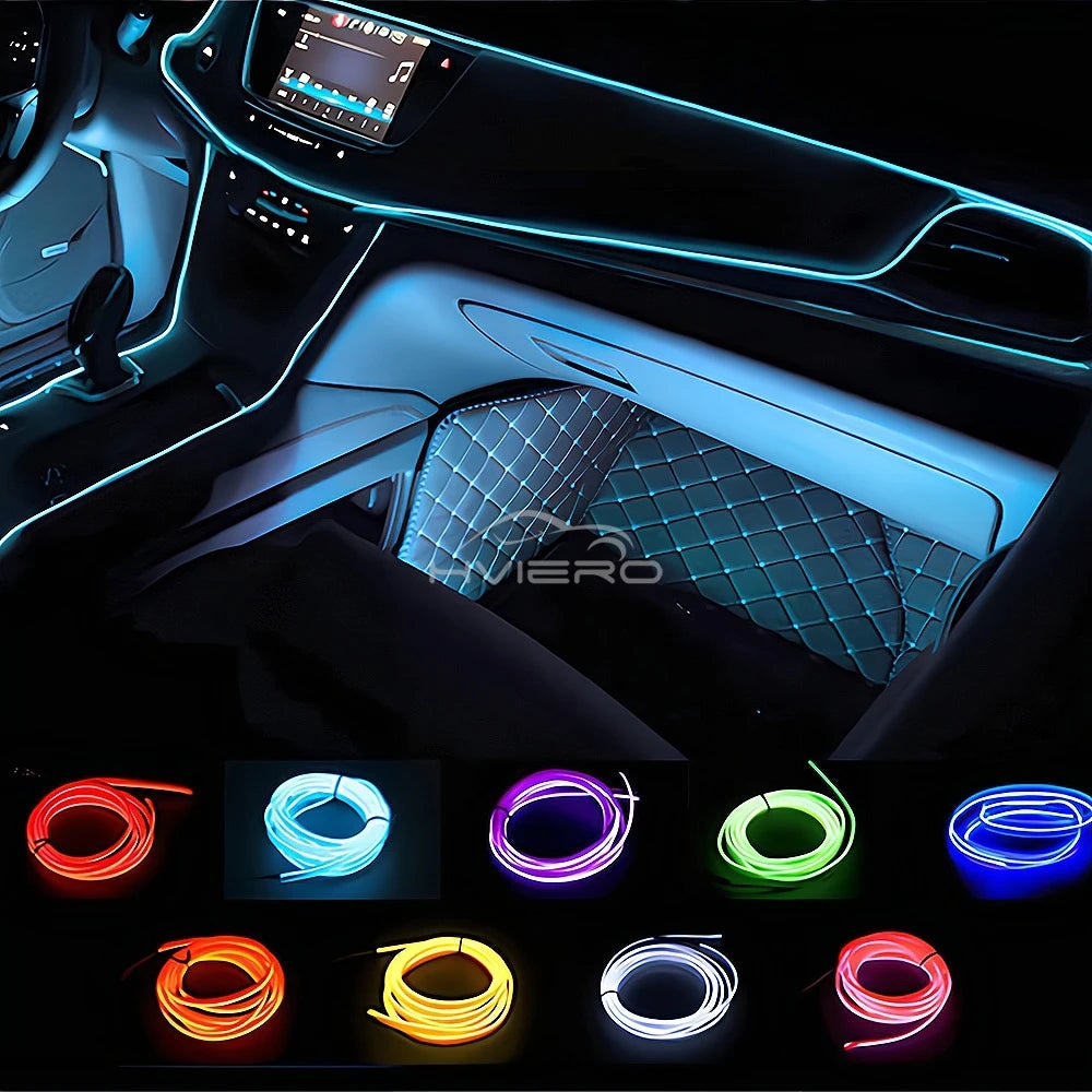 1M/2M/3M/5M Car Interior LED Strip Flexible Neon Lights USB