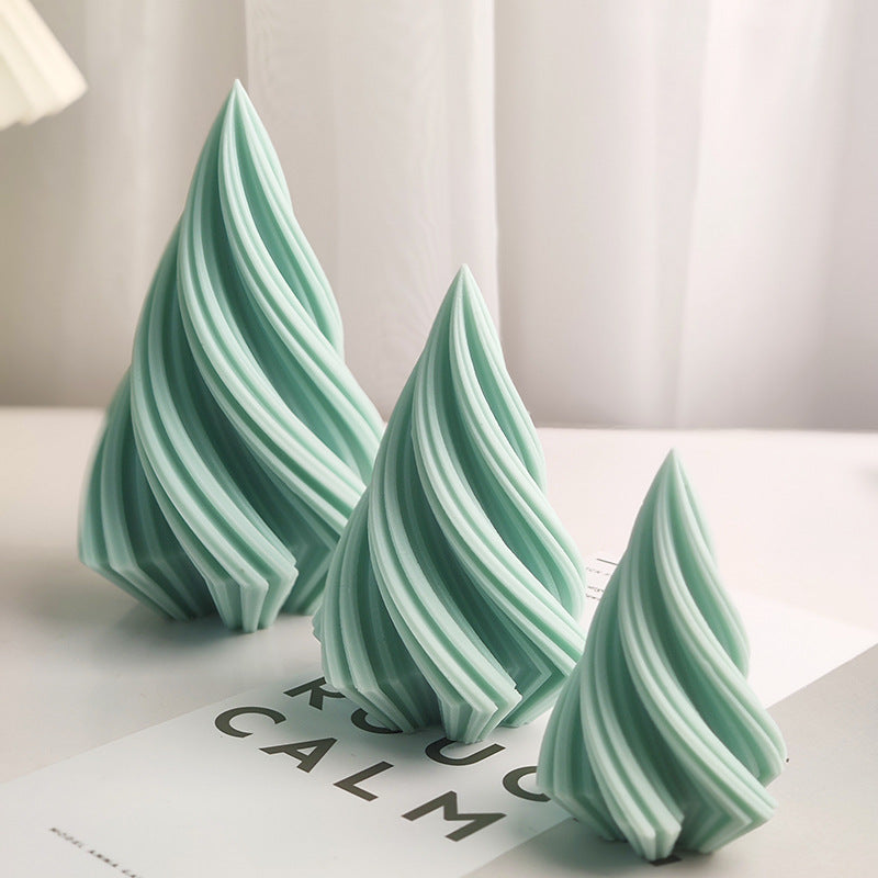 Large Silicone Christmas Tree Candle Mold 3D Wavy Striped Design for Crafting Soaps and Resins Home Decor Essentials