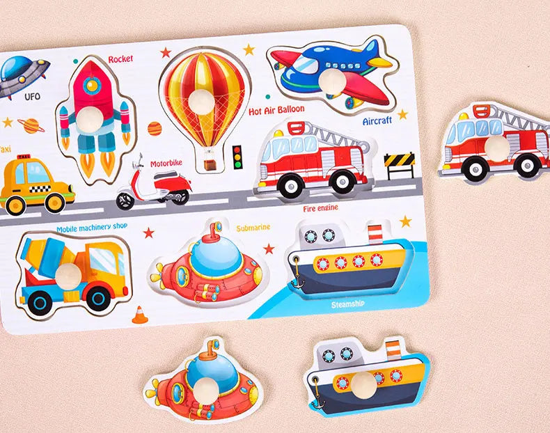 Wooden Puzzle Montessori Toys for Baby Early Learning 1-3 Years