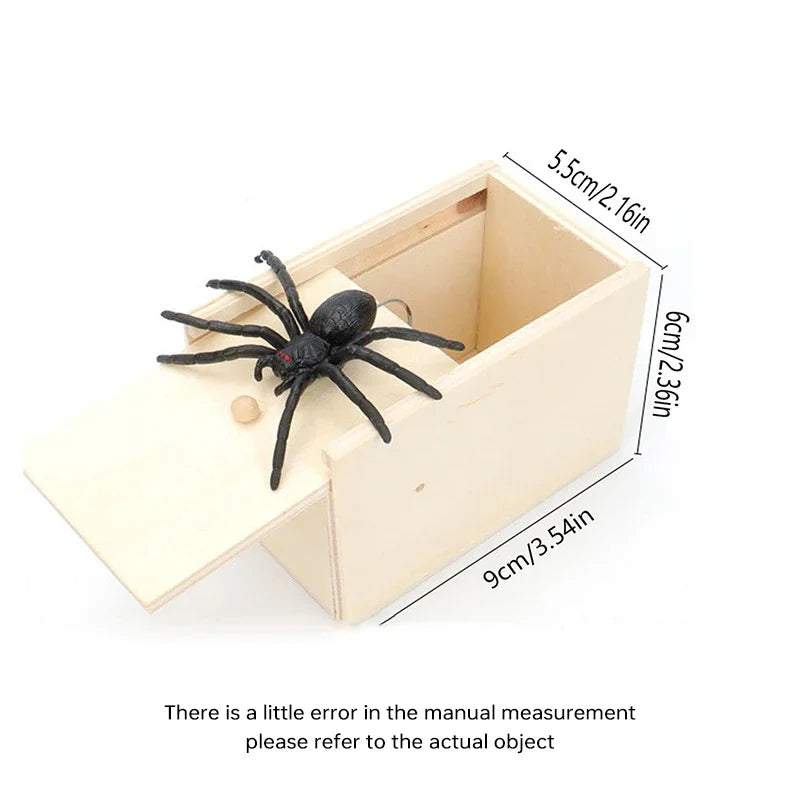 Trick Spider Funny Scare Box Wooden Prank Toy for Friends
