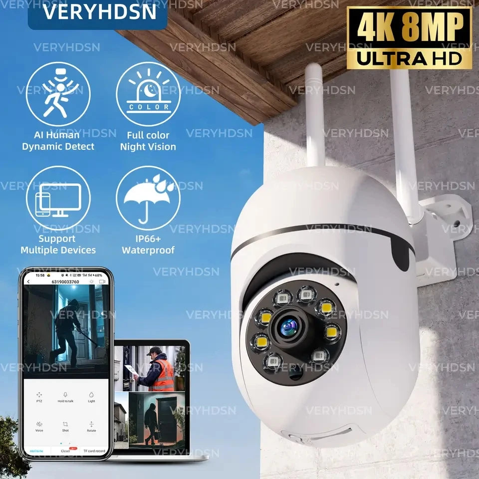 8MP Wireless Outdoor PTZ Security Camera with 4X Zoom AI Human Tracking Two-Way Audio HD Night Vision