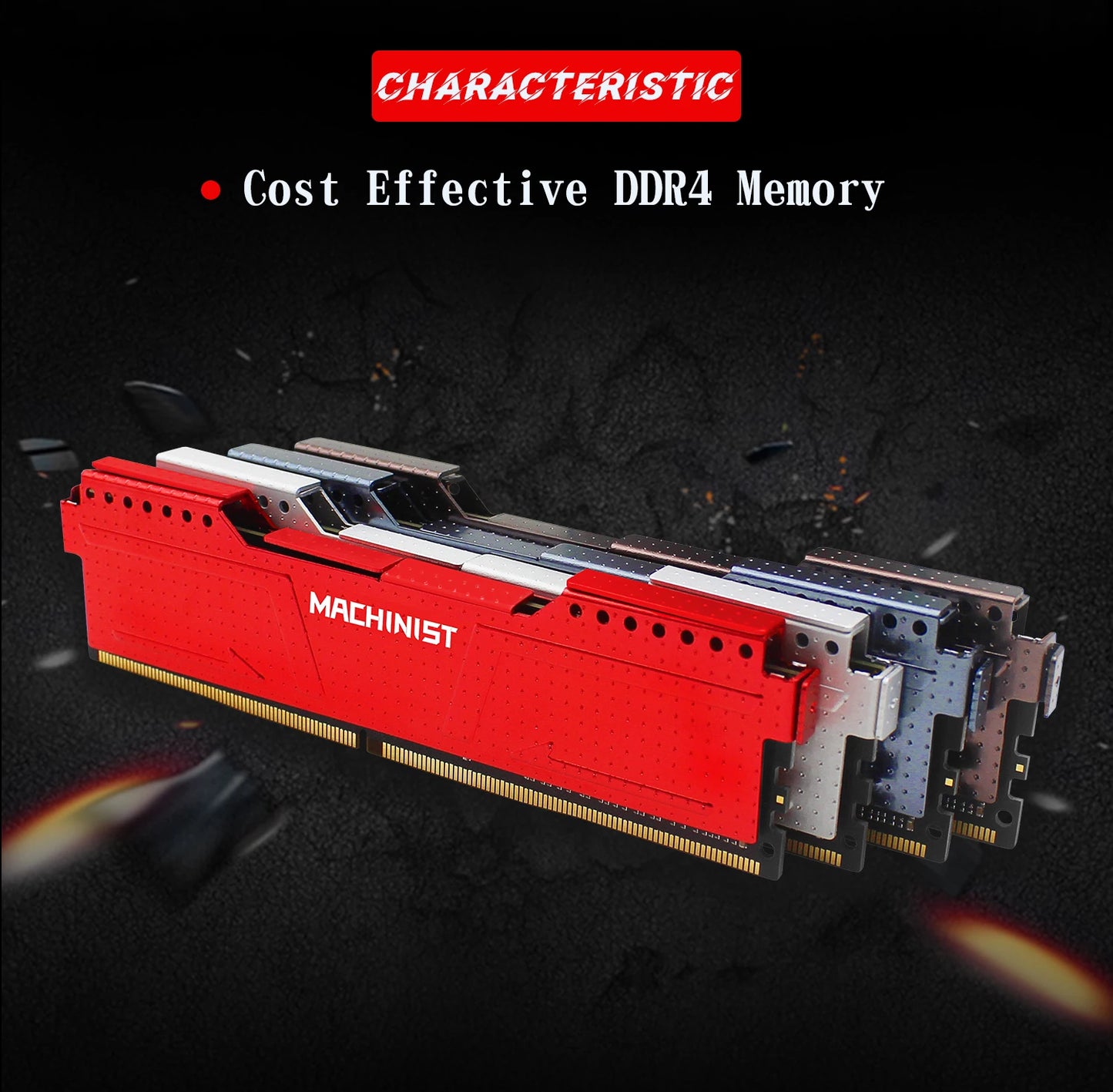 MACHINIST 16GB DDR4 Desktop Memory with Heat Sink for All Motherboards