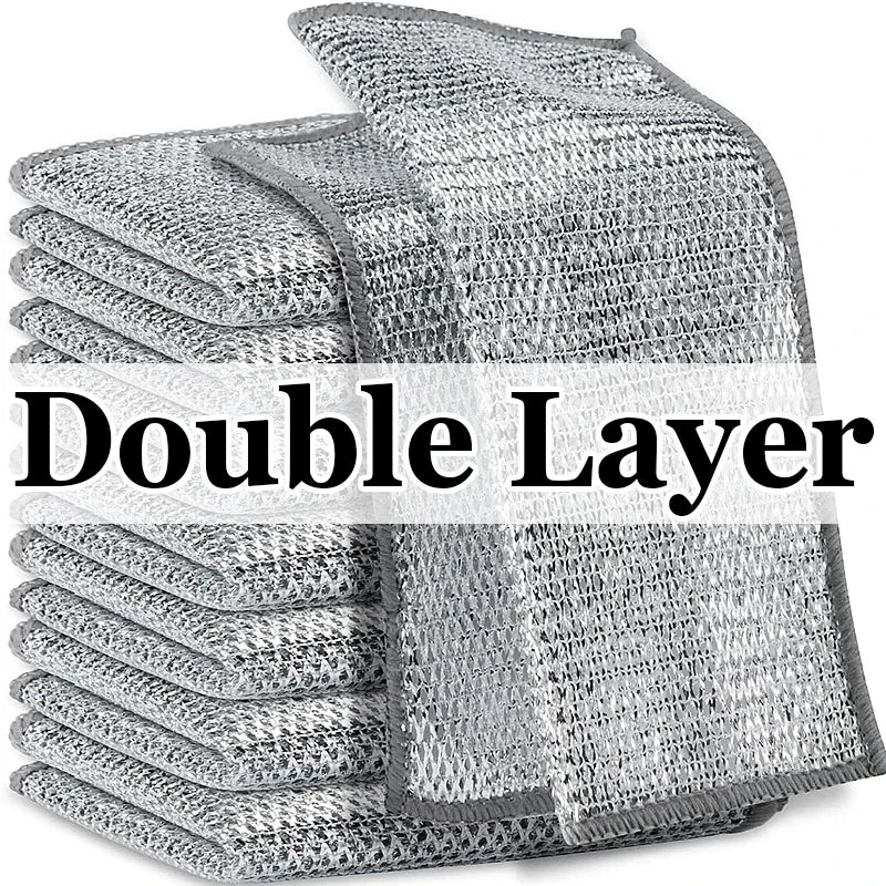 100 Pack Dual-Sided Steel Wire Cleaning Cloths for Kitchen Pots Pans and Dishes Heavy-Duty Microfiber Dish Rags